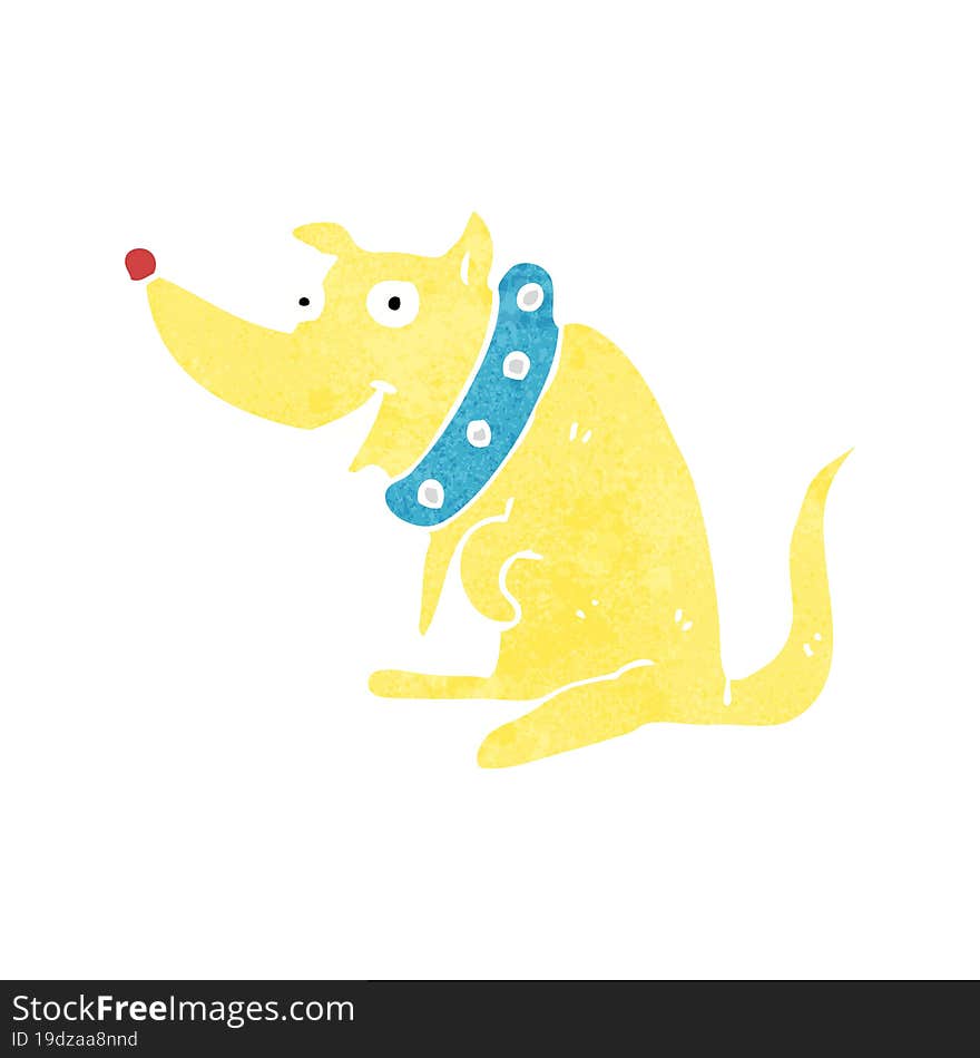 cartoon happy dog in big collar