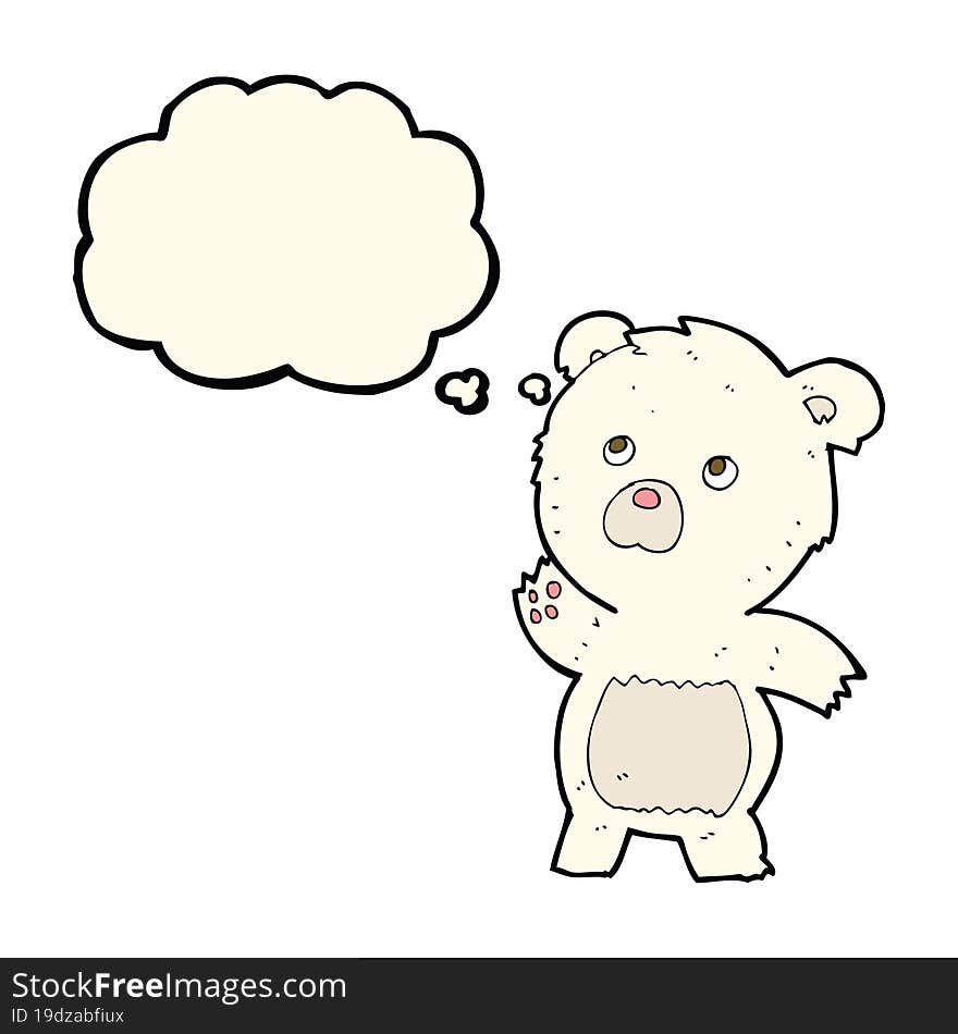 cartoon curious polar bear with thought bubble