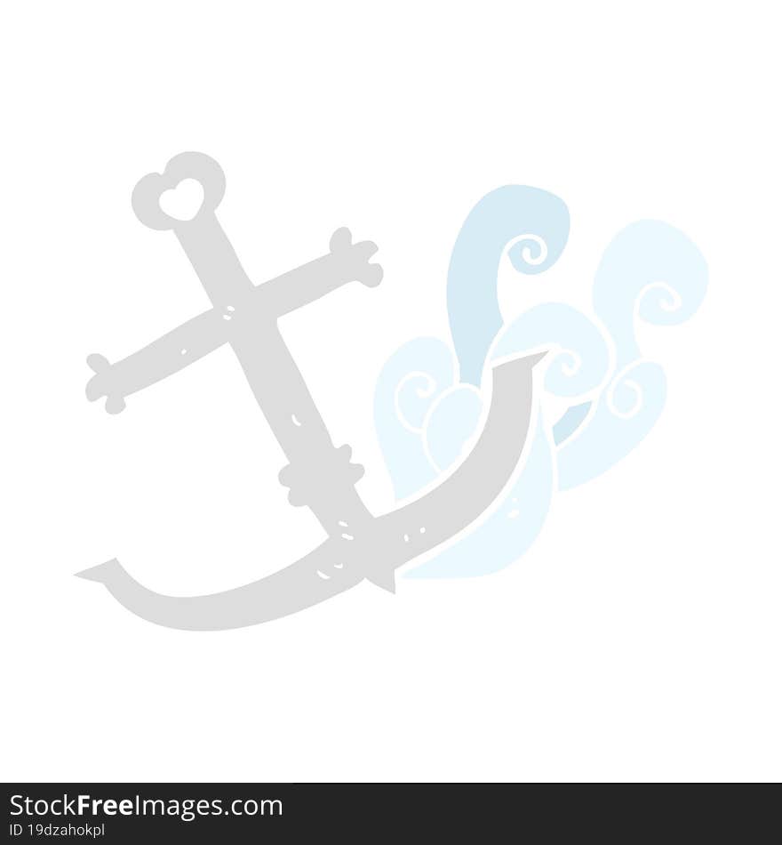 Flat Color Illustration Of A Cartoon Anchor