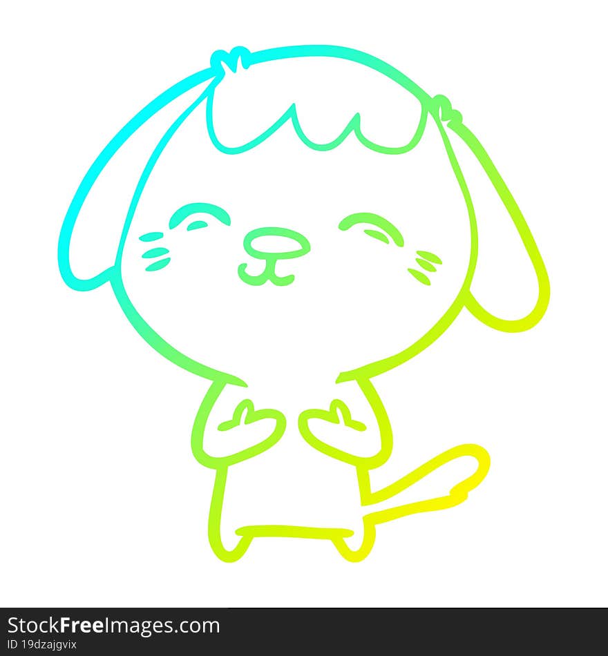 cold gradient line drawing happy cartoon dog