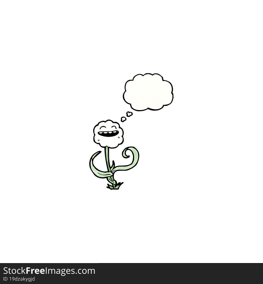 cute cartoon flower with thought bubble