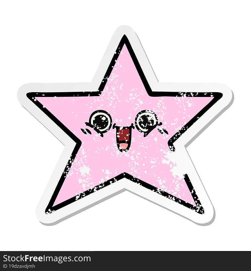 distressed sticker of a cute cartoon star fish