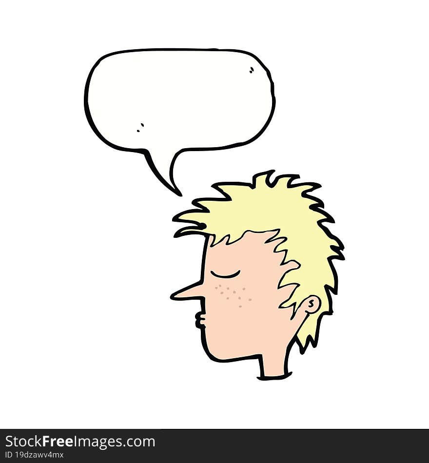 cartoon male face with speech bubble