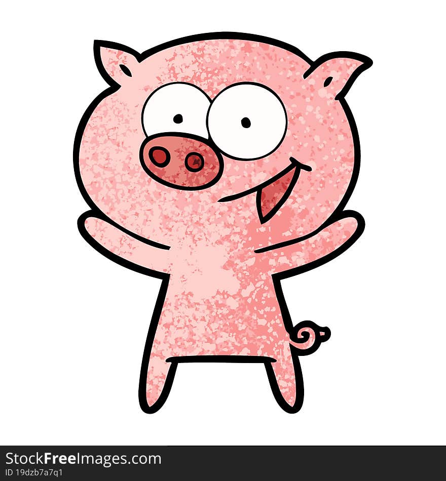 cheerful pig cartoon. cheerful pig cartoon