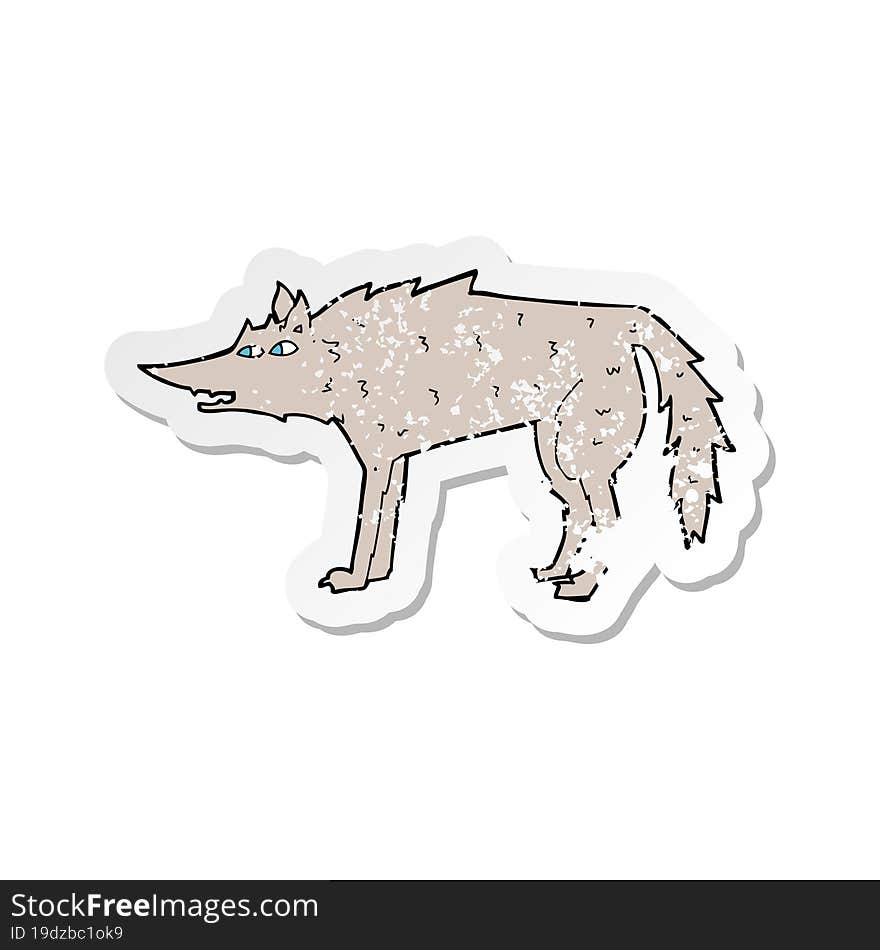 retro distressed sticker of a cartoon wolf