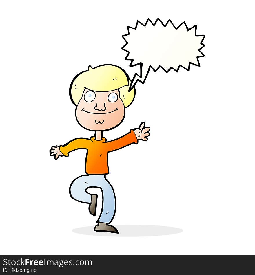 Cartoon Dancing Man With Speech Bubble