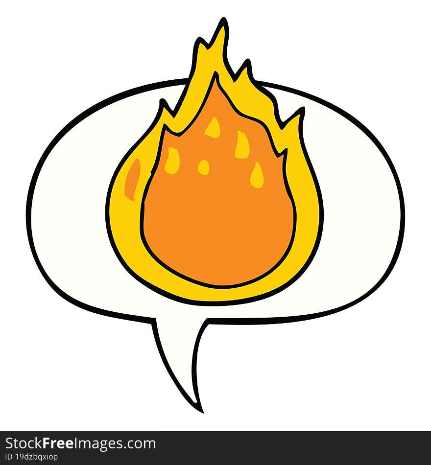 cartoon fire with speech bubble. cartoon fire with speech bubble