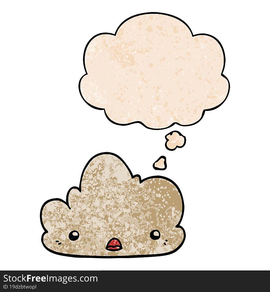 cute cartoon cloud and thought bubble in grunge texture pattern style