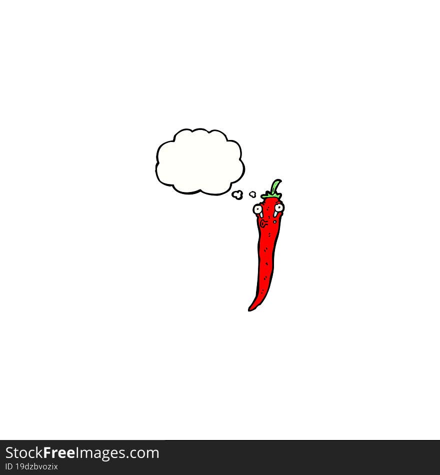 carton chili pepper with thought bubble