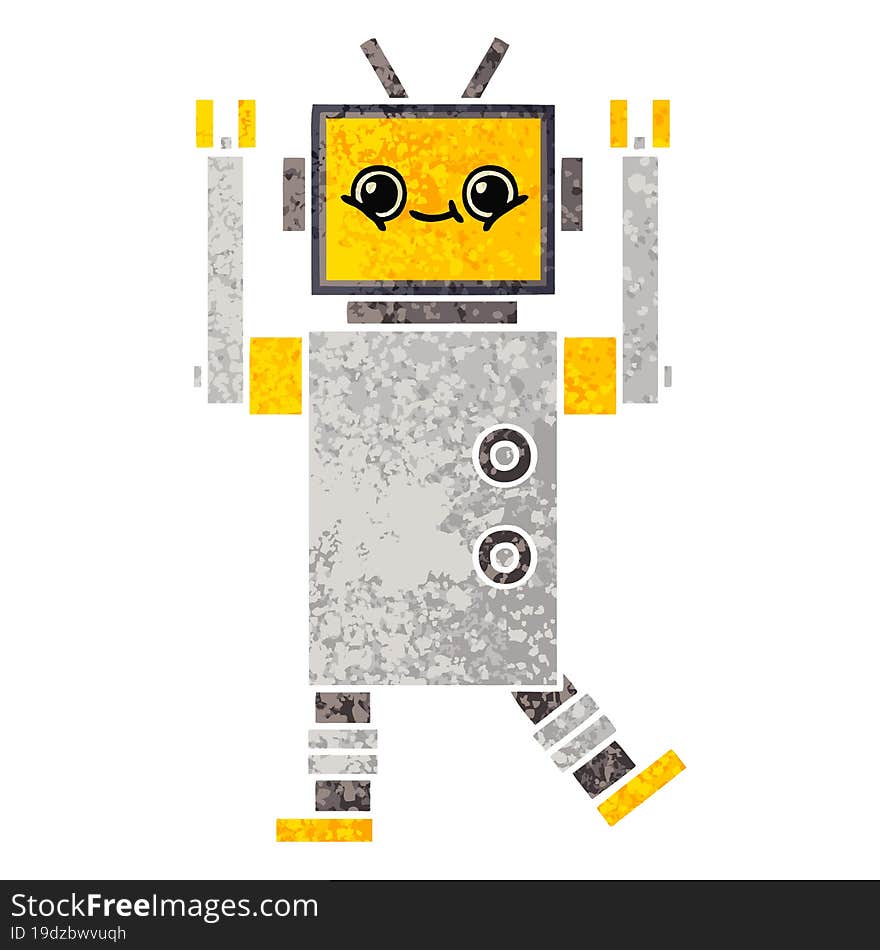 Retro Illustration Style Cartoon Robot