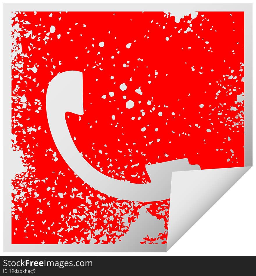 Distressed Square Peeling Sticker Symbol Telephone Receiver