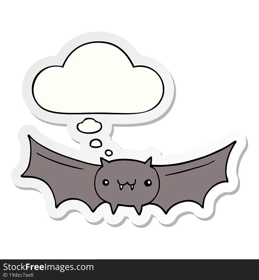 Cartoon Vampire Bat And Thought Bubble As A Printed Sticker