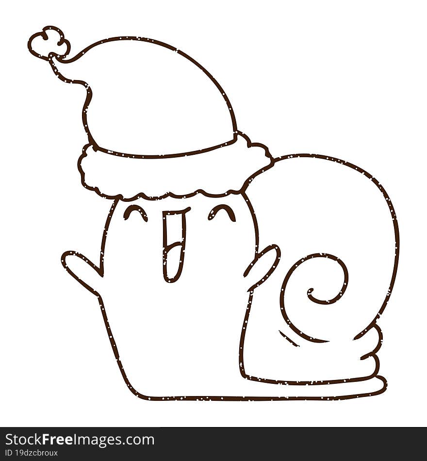 Christmas Snail Charcoal Drawing