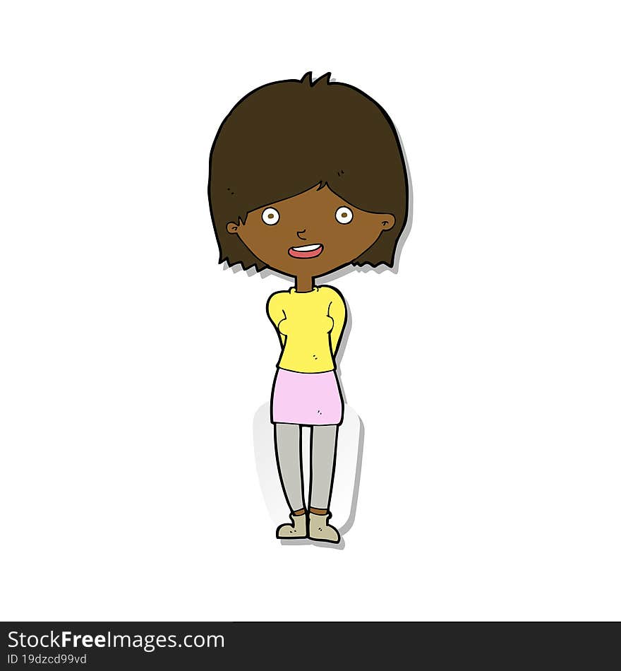 sticker of a cartoon friendly woman