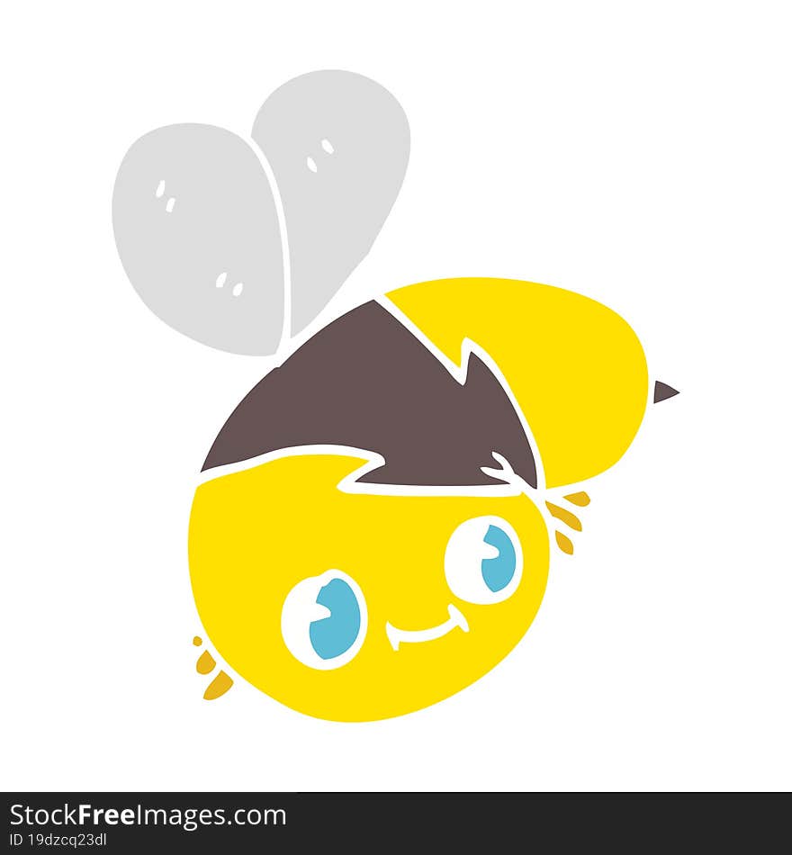 cute flat color illustration cartoon bee