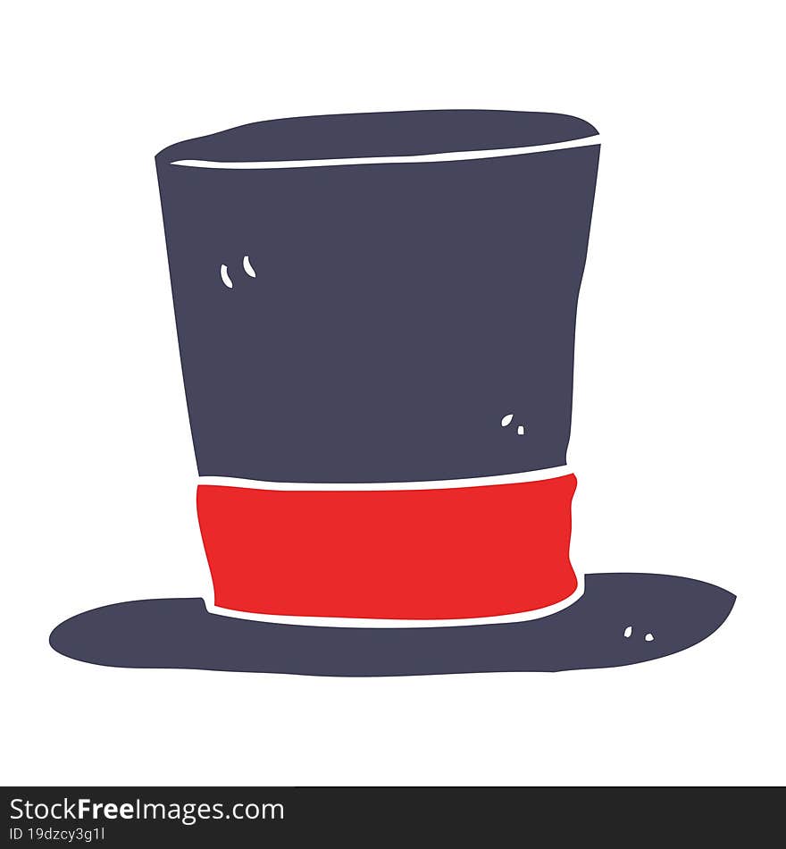 flat color style cartoon top hat