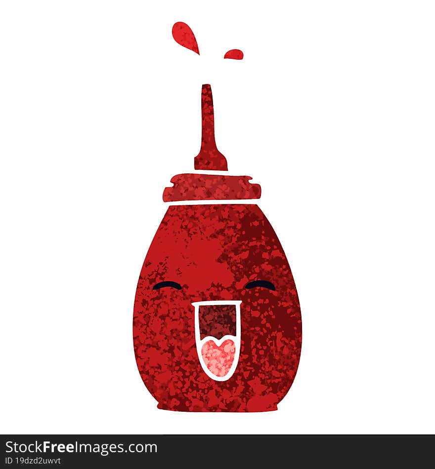 Quirky Retro Illustration Style Cartoon Happy Red Sauce