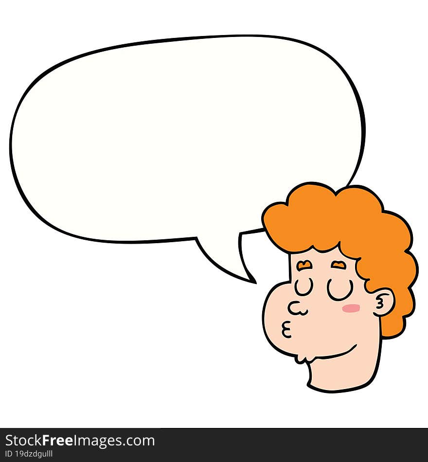 Cartoon Male Face And Speech Bubble