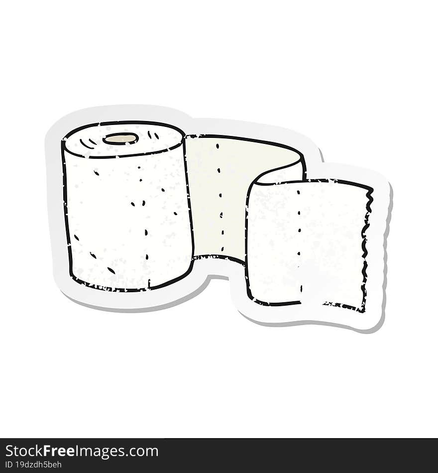 retro distressed sticker of a cartoon toilet roll