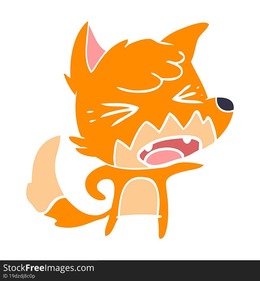 angry flat color style cartoon fox