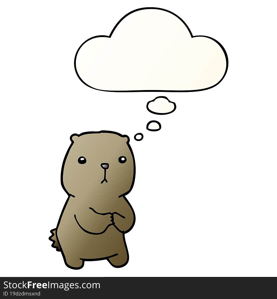 Cartoon Worried Bear And Thought Bubble In Smooth Gradient Style