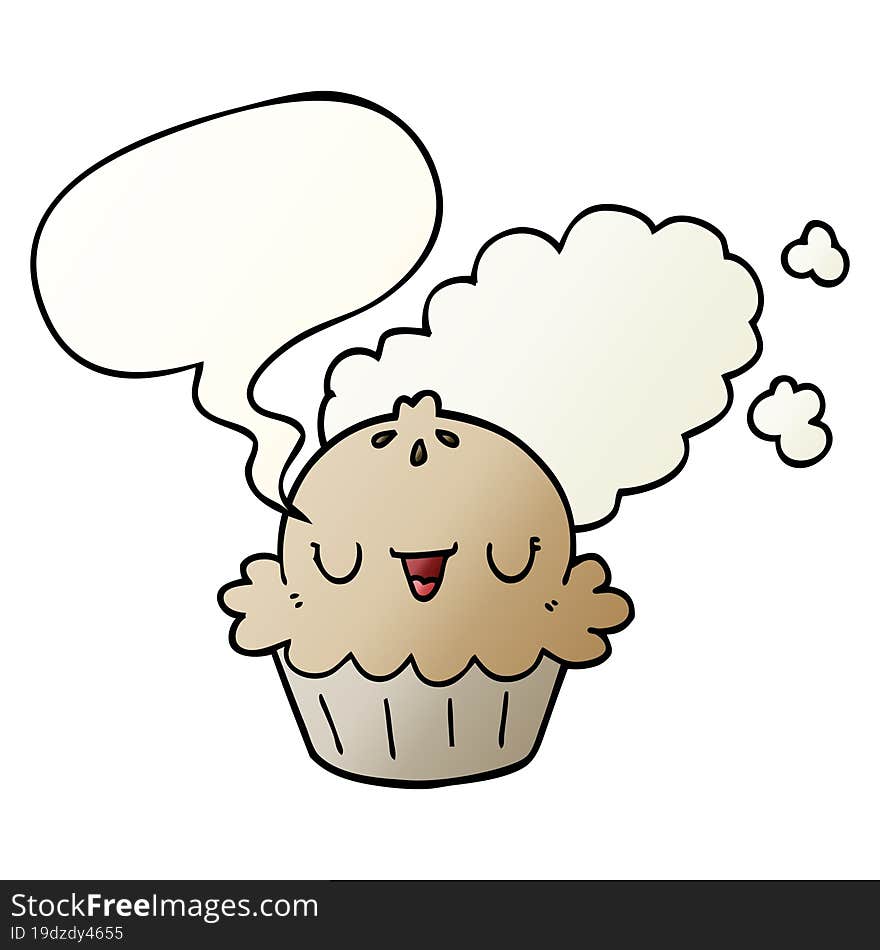 cute cartoon pie and speech bubble in smooth gradient style