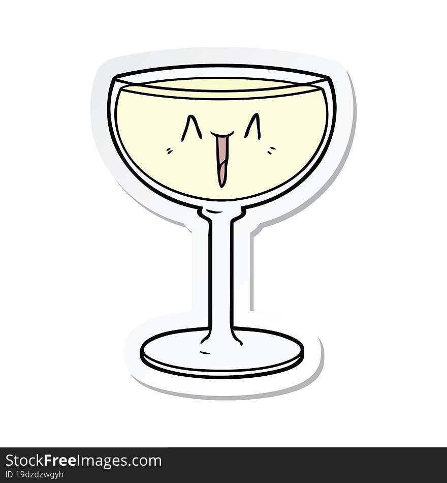 Sticker Of A Cartoon Glass Of Wine