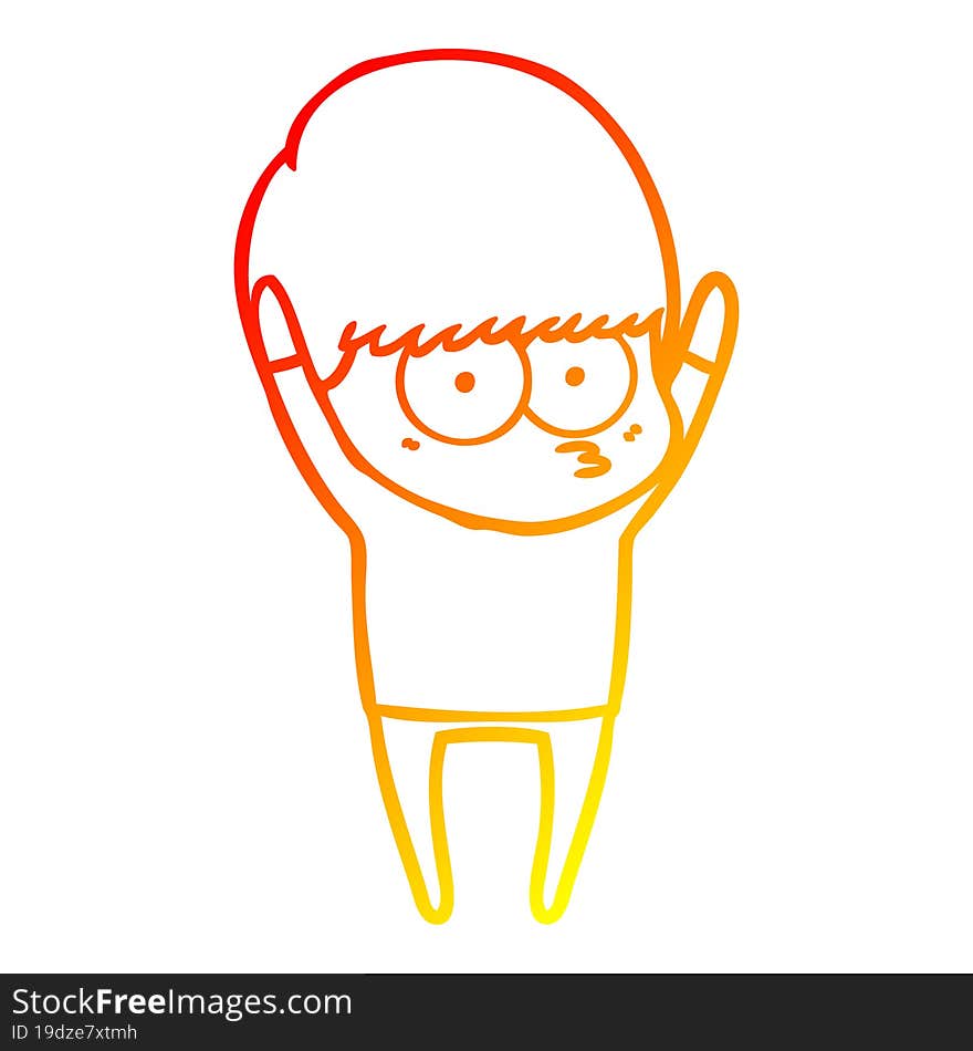 warm gradient line drawing stretching cartoon boy