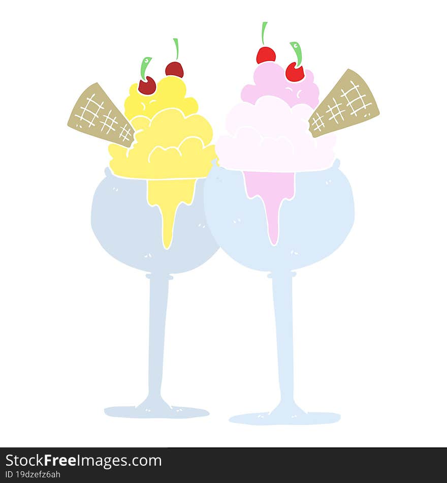 flat color illustration of a cartoon ice cream