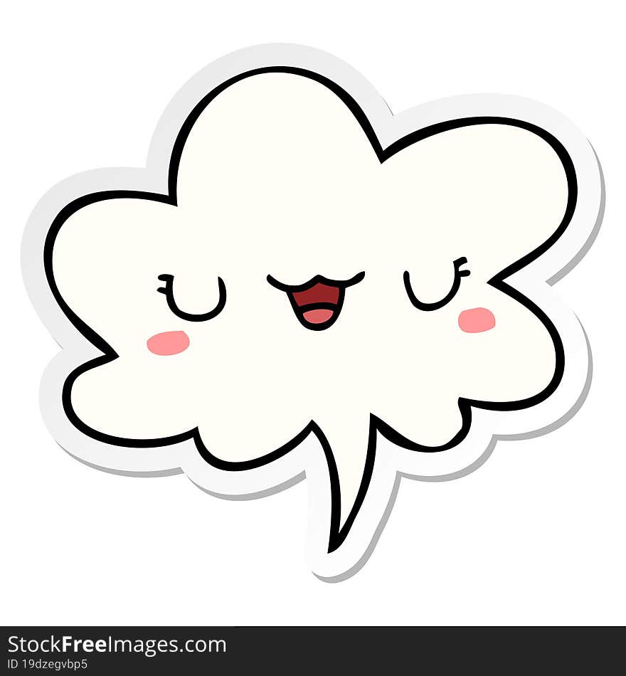 cute cartoon face and speech bubble sticker