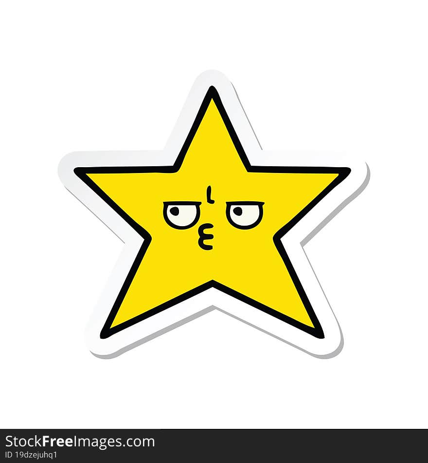 sticker of a cute cartoon gold star