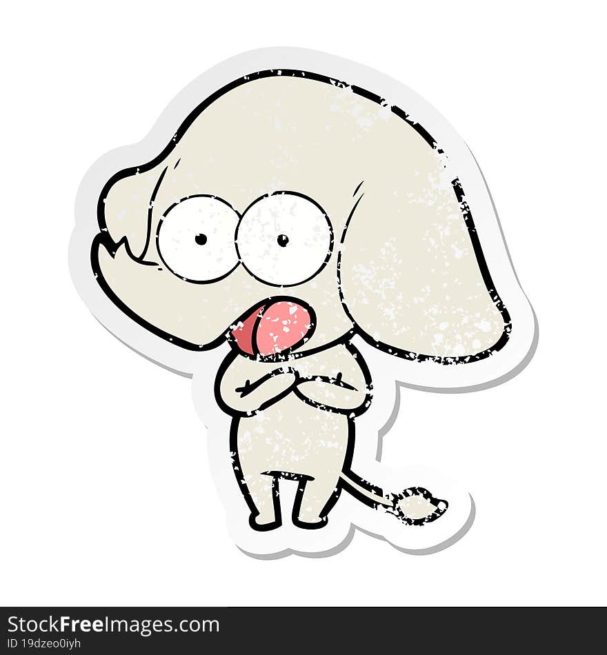 distressed sticker of a cute cartoon elephant