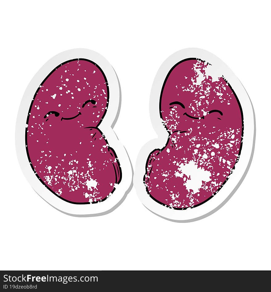 Distressed Sticker Of A Cartoon Kidneys