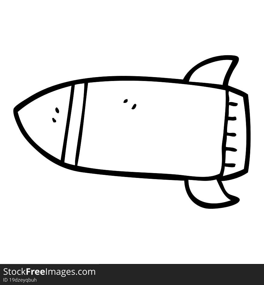 Line Drawing Cartoon Rocket