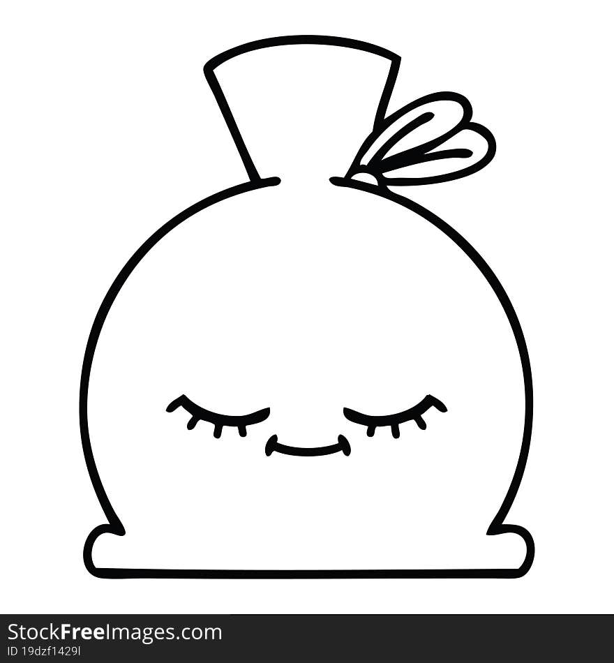 line drawing cartoon of a sack. line drawing cartoon of a sack