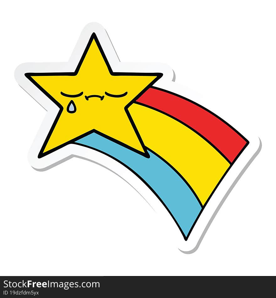 Sticker Of A Cute Cartoon Shooting Rainbow Star