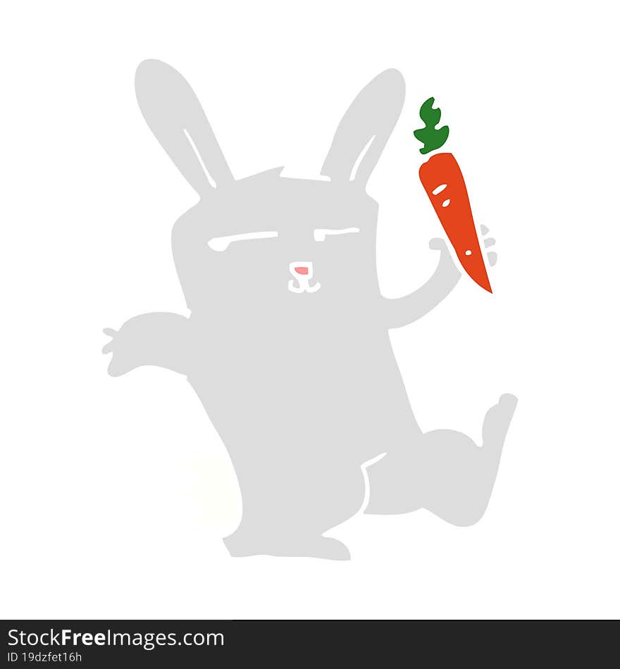 flat color style cartoon rabbit with carrot