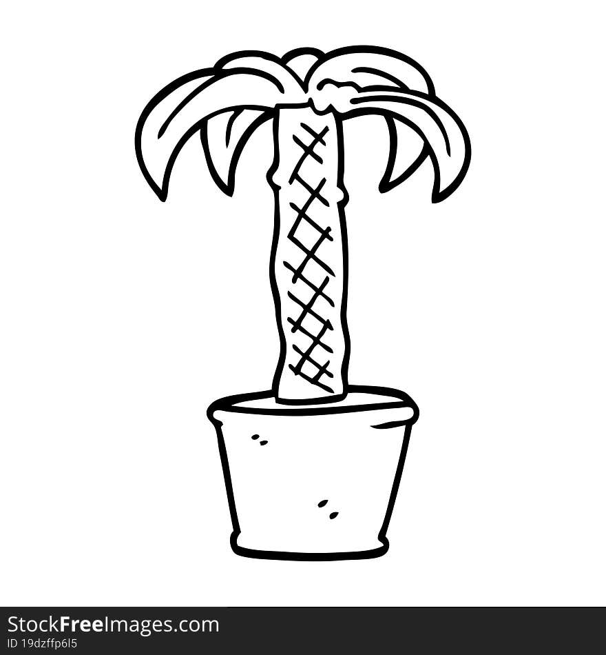 line drawing cartoon potted plant