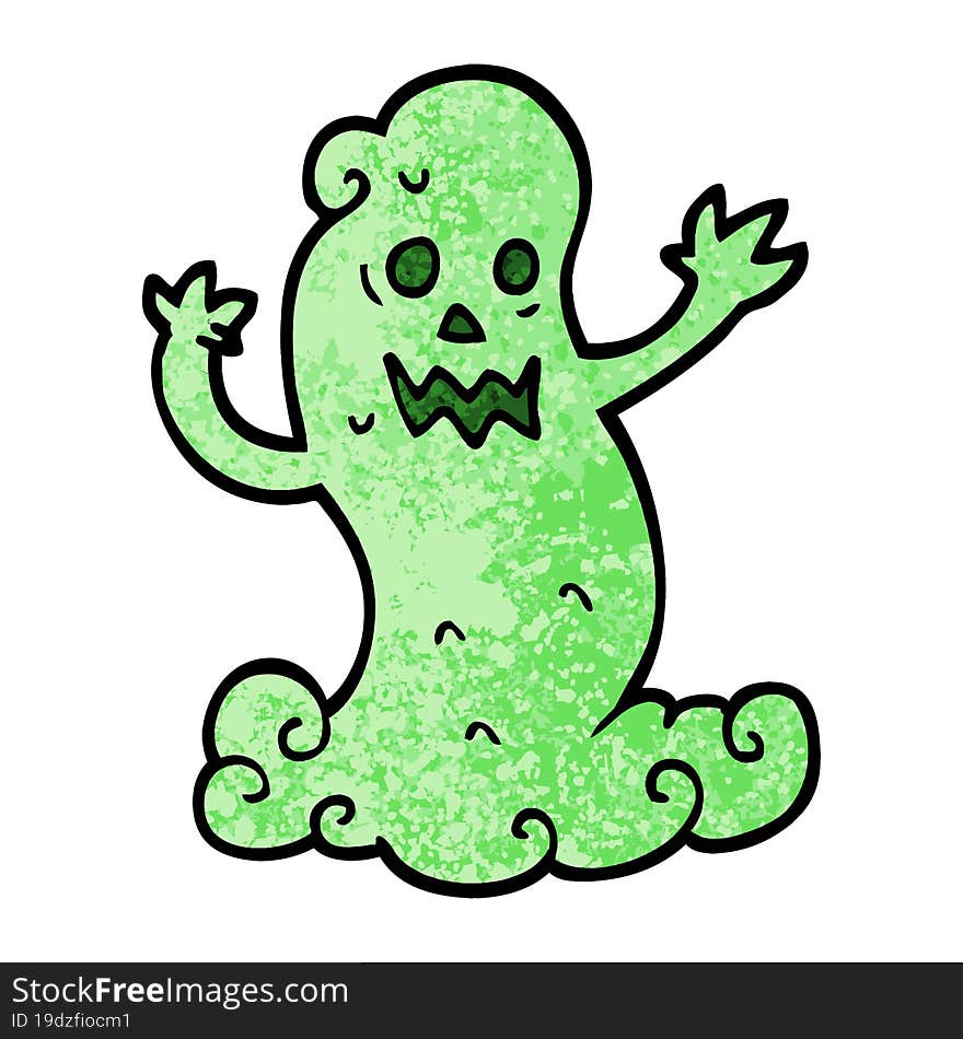 grunge textured illustration cartoon spooky ghost