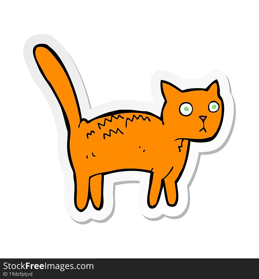 Sticker Of A Cartoon Frightened Cat