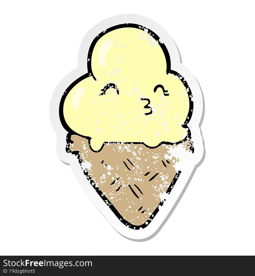 distressed sticker of a cartoon ice cream