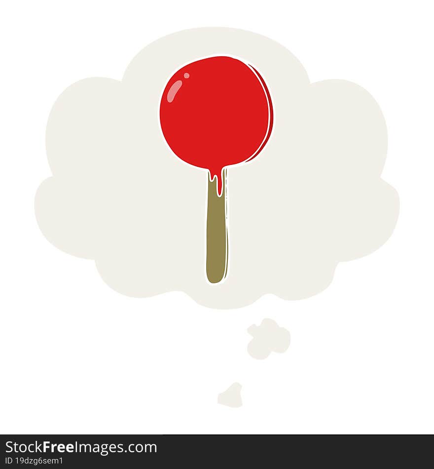 Cartoon Lollipop And Thought Bubble In Retro Style