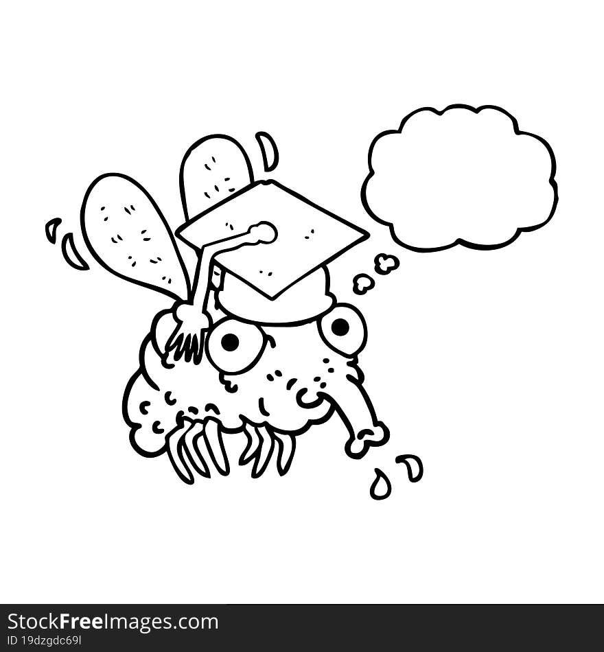 thought bubble cartoon fly graduate