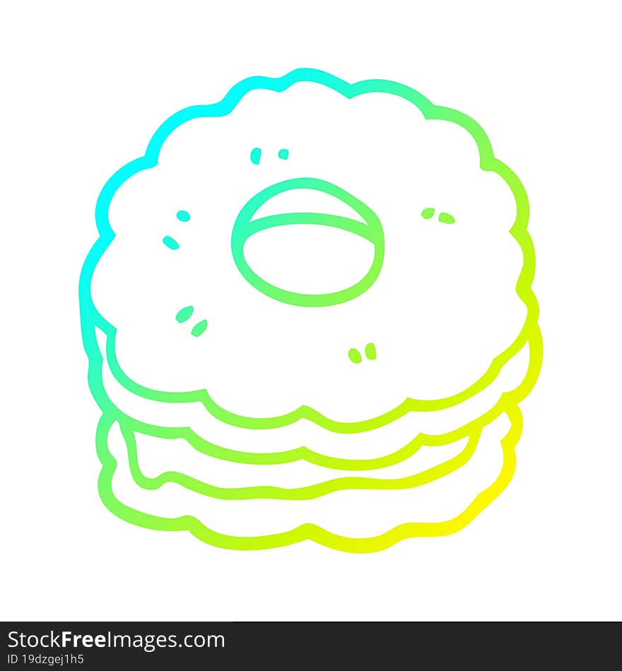 cold gradient line drawing cartoon jammy biscuit