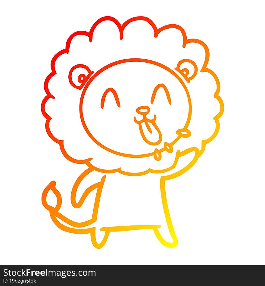 warm gradient line drawing happy cartoon lion