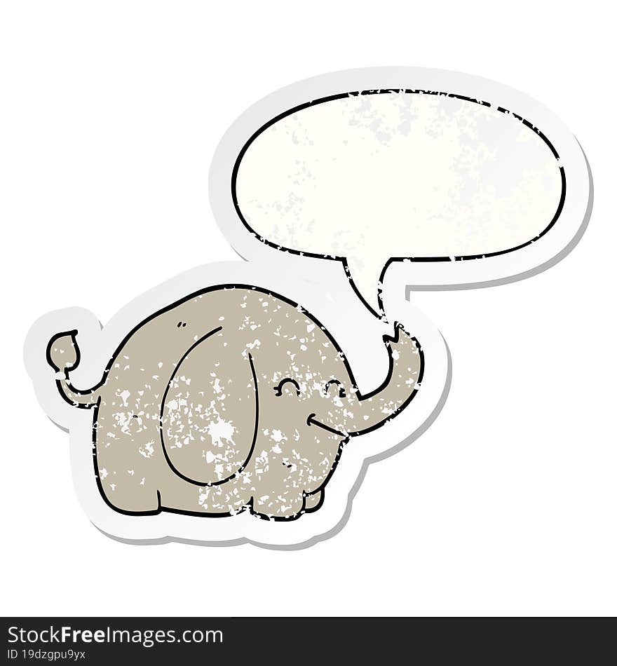 cartoon elephant and speech bubble distressed sticker