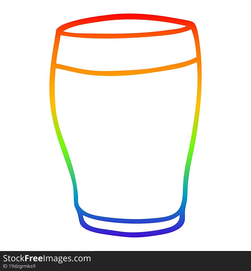 rainbow gradient line drawing cartoon glass of milk