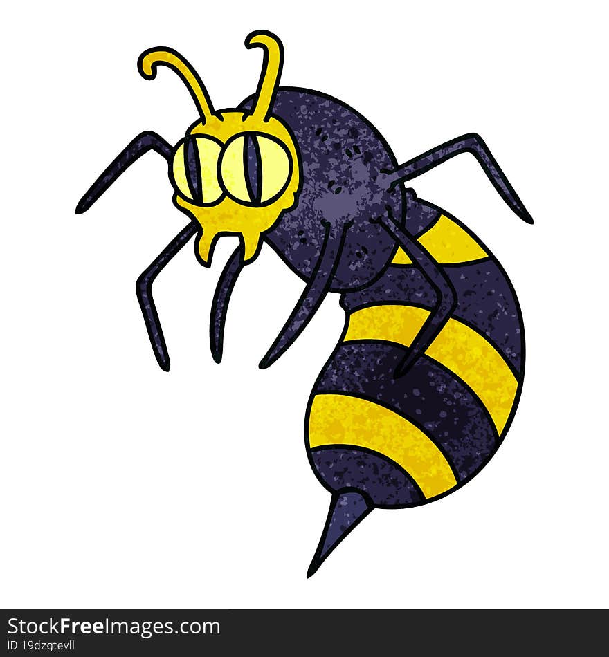 hand drawn quirky cartoon wasp. hand drawn quirky cartoon wasp