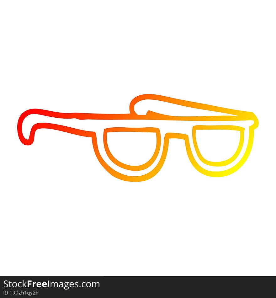 warm gradient line drawing of a cartoon sunglasses