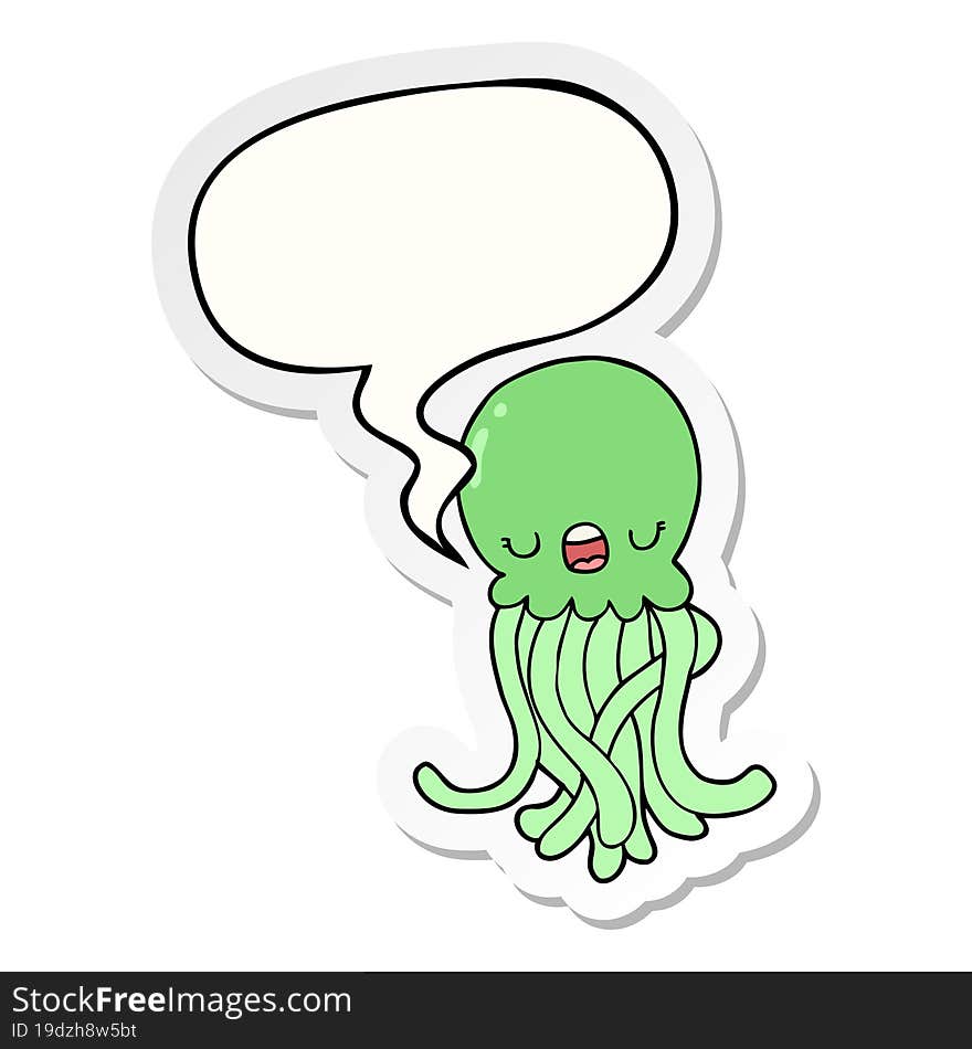 cartoon jellyfish and speech bubble sticker